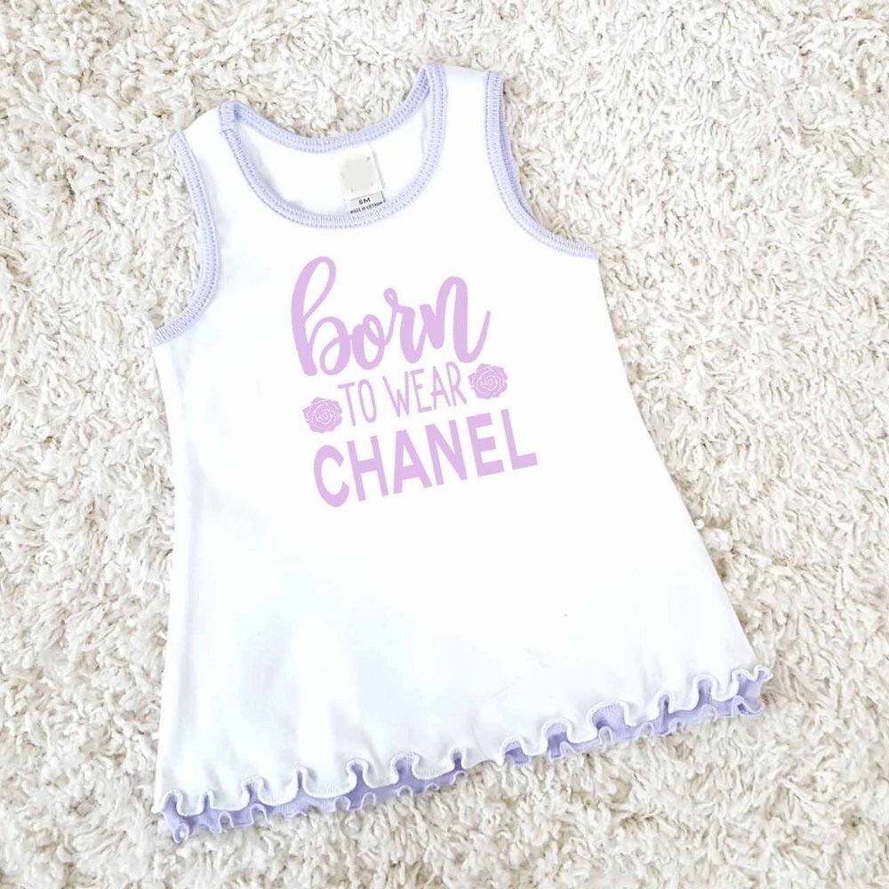Baby Girl Dress Born To Wear Chanel NEW Lavender